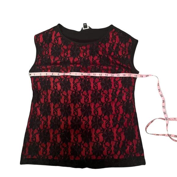 Y2K George Red and Black Lace top Size Medium - Picture 3 of 4